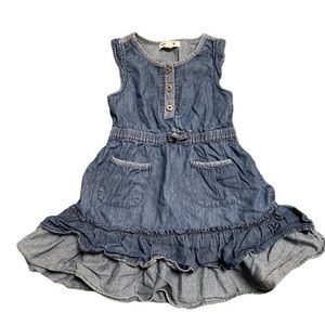 dkny jean dress ruffles with button front